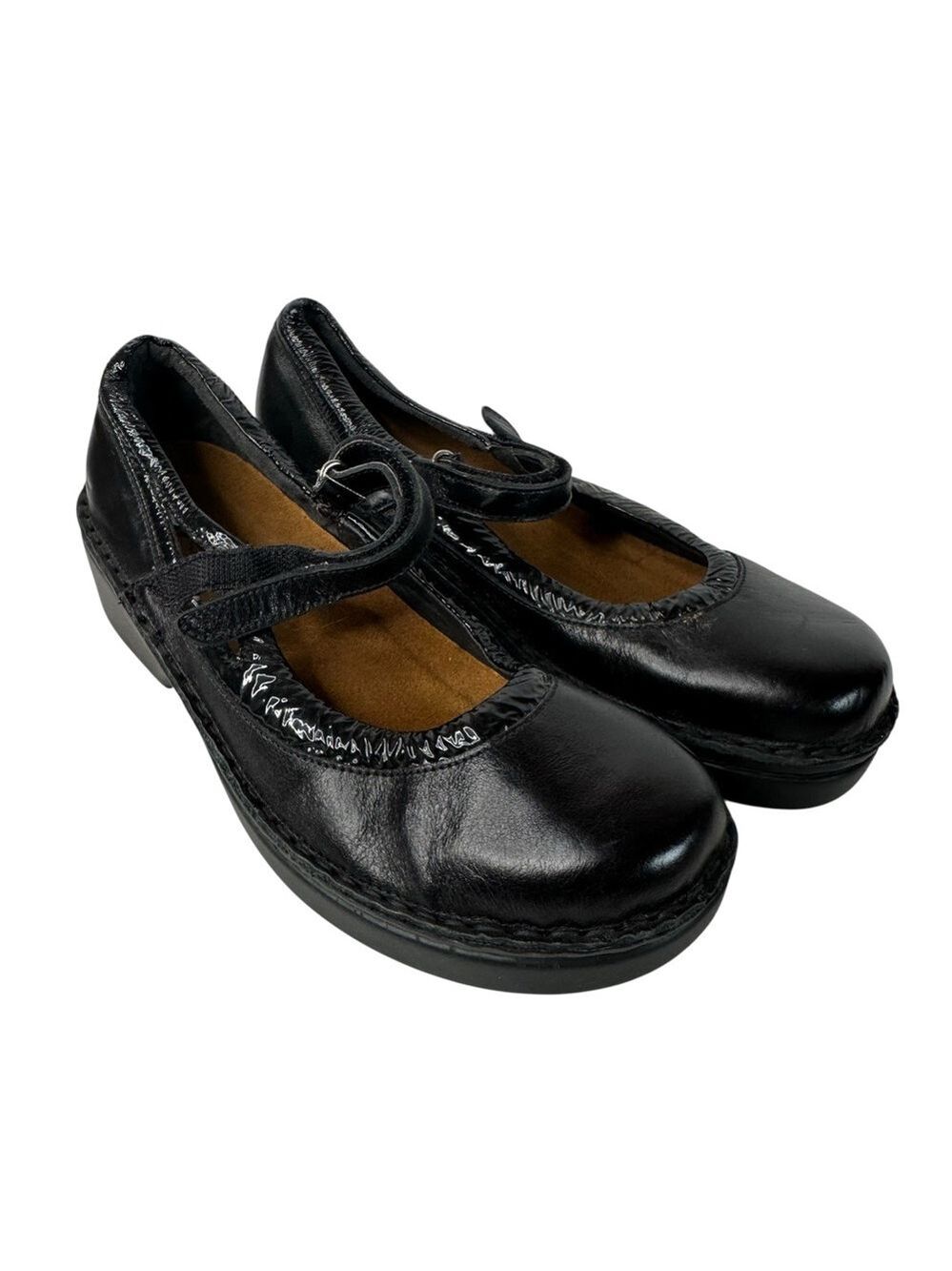 Naot Black Leather Mary Jane Comfort Career Teacher Shoes EU 37 Slip On Size 6